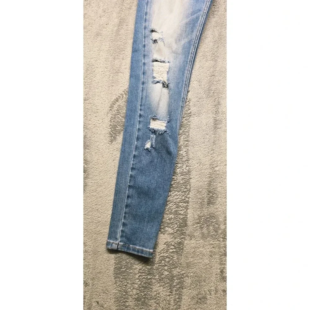 Kancan Denim 5 Pocket Skinny Jeans Womens 24 Blue Mid Rise Distressed Light Wash